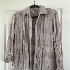 Free People Long Sleeved Button Shirt Oatmeal